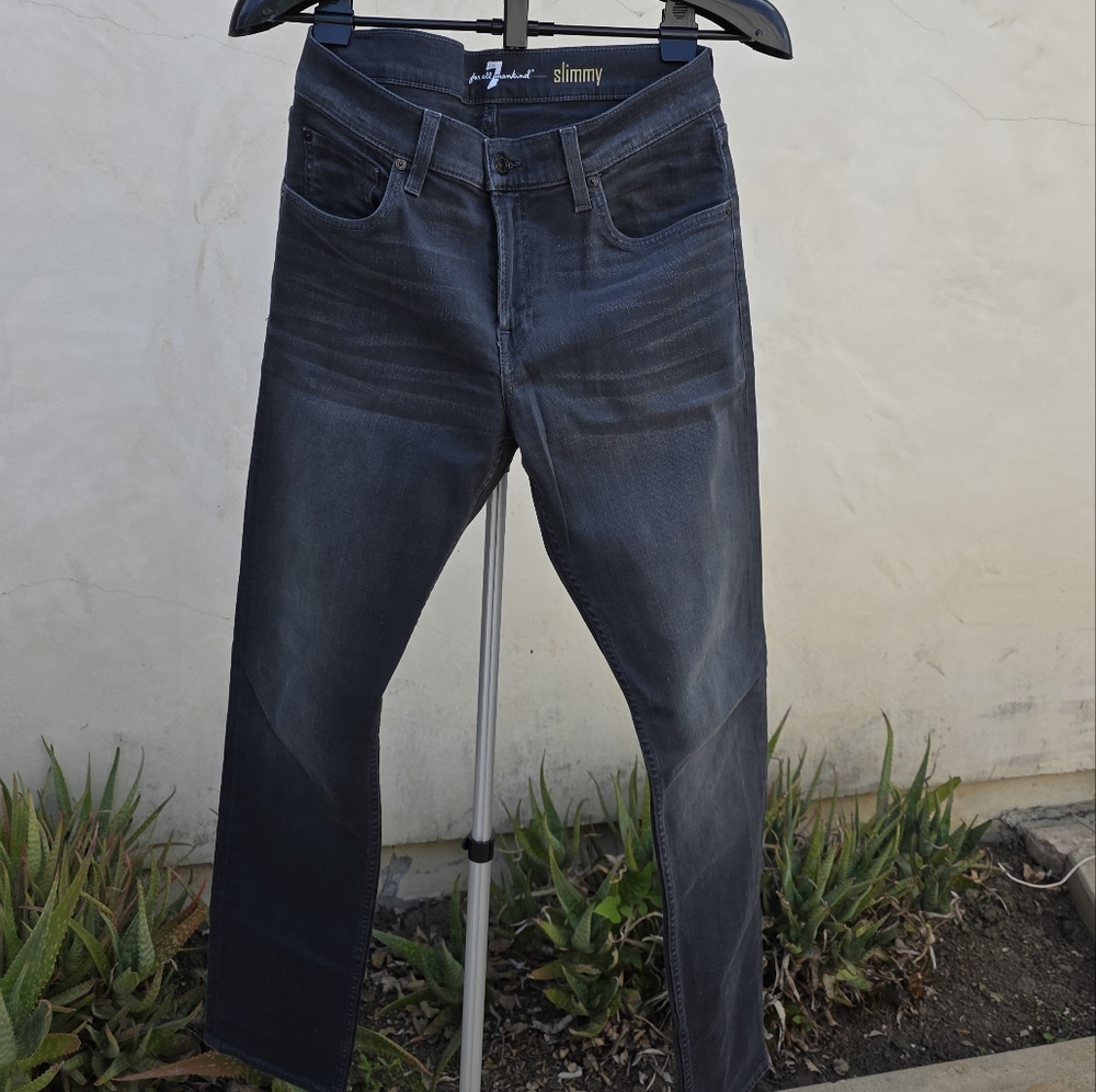 7 For All Mankind Black Slim Jeans with Sleek Fit